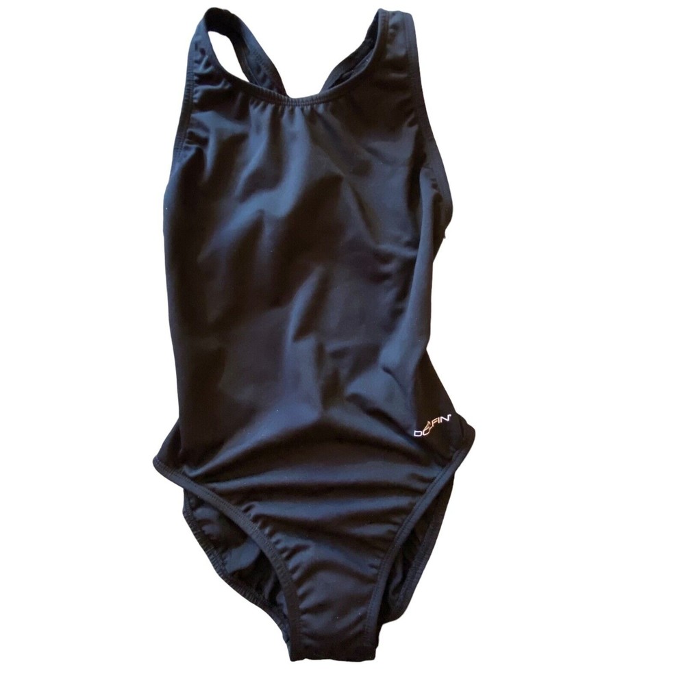 Dolfin 1 Piece Cut Out Racer Back Swimsuit Black Women’s Size 32 NWOT